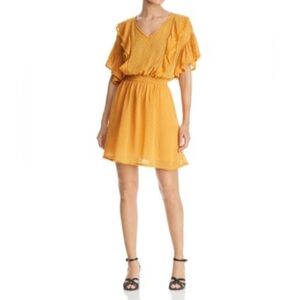 EUC Scotch and Soda Yellow Gold Dot Ruffled Dress Small 🥰